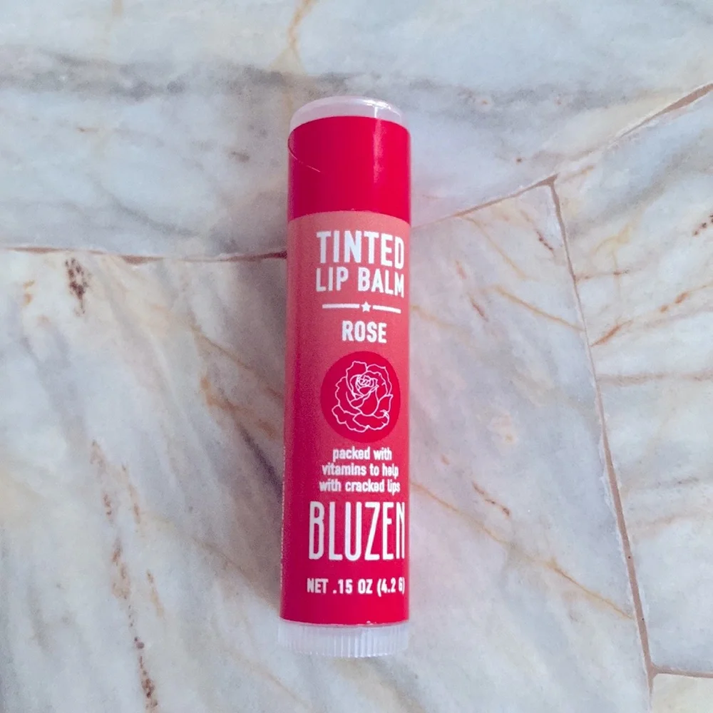 Tinted Lip Balm Rose  packed with vitamins to help with‎ cracked lips BLUZEN